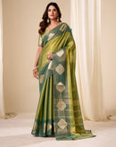 Moss Green Tissue Silk Woven Saree