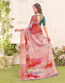 Orange Georgette Printed Saree