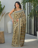 Beige Khadi Printed Saree