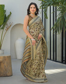 Beige Khadi Printed Saree