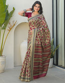 Beige Khadi Printed Saree
