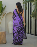 Purple Khadi Printed Saree