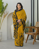 Yellow Khadi Printed Saree