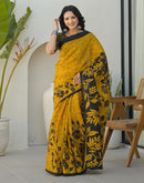 Yellow Khadi Printed Saree