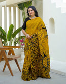 Yellow Khadi Printed Saree