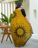Yellow Khadi Printed Saree
