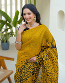 Yellow Khadi Printed Saree