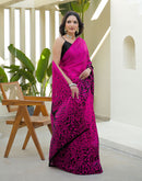 Rani Pink Khadi Printed Saree