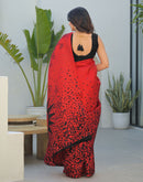Red Khadi Printed Saree