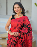 Red Khadi Printed Saree