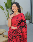 Red Khadi Printed Saree