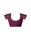Magenta Silk Printed Zari Stripe Saree 
