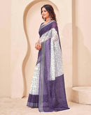 Purple Linen Bandhani Printed Saree