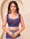Purple Linen Bandhani Printed Saree