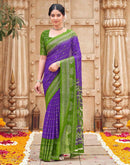 Purple Georgette Foil Printed Saree