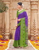 Purple Georgette Foil Printed Saree