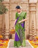 Purple Georgette Foil Printed Saree