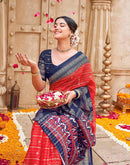Red Georgette Foil Printed Saree