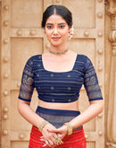 Red Georgette Foil Printed Saree