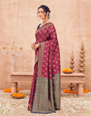 Magenta Shimmer Silk Woven Banarasi Saree