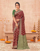 Maroon Shimmer Silk Woven Banarasi Saree
