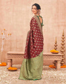 Maroon Shimmer Silk Woven Banarasi Saree