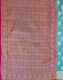 Teal Blue Shimmer Silk Woven Banarasi Saree