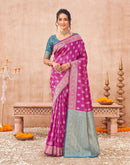 Pink Shimmer Silk Woven Banarasi Saree