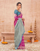 Pink Shimmer Silk Woven Banarasi Saree