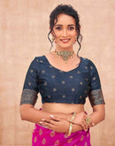 Pink Shimmer Silk Woven Banarasi Saree