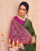 Green Shimmer Silk Woven Banarasi Saree