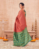Coral Pink Shimmer Silk Woven Banarasi Saree