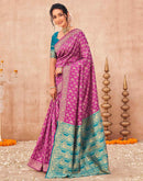 Magenta Shimmer Silk Woven Banarasi Saree