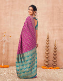 Magenta Shimmer Silk Woven Banarasi Saree