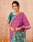 Magenta Shimmer Silk Woven Banarasi Saree