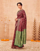 Maroon Shimmer Silk Woven Banarasi Saree