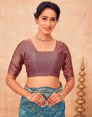 Teal Blue Shimmer Silk Woven Banarasi Saree
