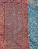 Teal Blue Shimmer Silk Woven Banarasi Saree
