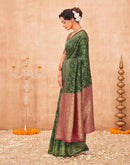 Dark Green Shimmer Silk Woven Banarasi Saree