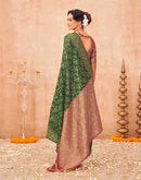 Dark Green Shimmer Silk Woven Banarasi Saree
