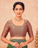 Dark Green Shimmer Silk Woven Banarasi Saree