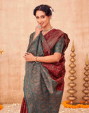Maroon Shimmer Silk Woven Banarasi Saree