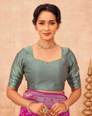 Pink Shimmer Silk Woven Banarasi Saree