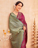 Magenta Shimmer Silk Woven Banarasi Saree