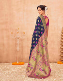 Navy Blue Shimmer Silk Woven Paithani Saree