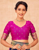 Navy Blue Shimmer Silk Woven Paithani Saree