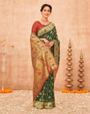 Green Shimmer Silk Woven Paithani Saree
