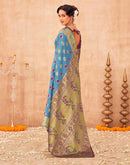 Teal Blue Shimmer Silk Woven Paithani Saree