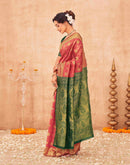 Coral Pink Shimmer Silk Woven Banarasi Saree
