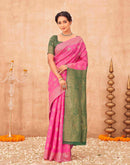 Pink Shimmer Silk Woven Banarasi Saree